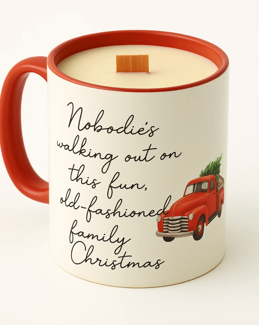 Christmas Candle Mugs – 10 oz Soy Wax with Wood Wick