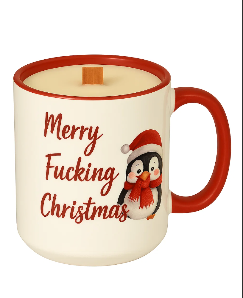 Christmas Candle Mugs – 10 oz Soy Wax with Wood Wick