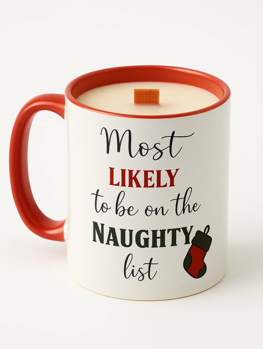 Christmas Candle Mugs – 10 oz Soy Wax with Wood Wick