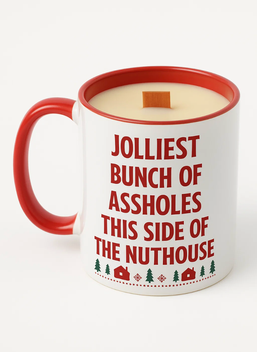 Christmas Candle Mugs – 10 oz Soy Wax with Wood Wick