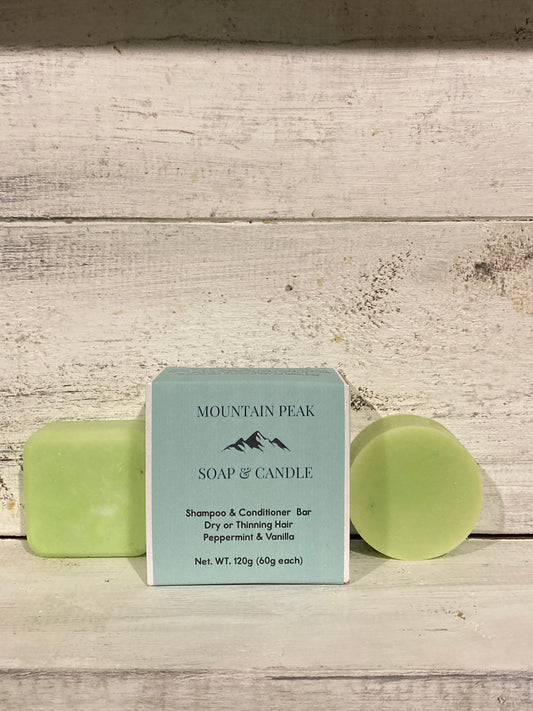 Shampoo and conditioner bar for dry/thinning hair